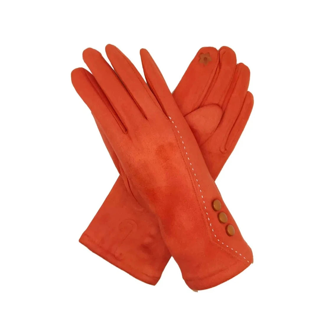 Women's Winter Warm Soft Cosy Velvet Gloves Faux Lined Fleece Buttons Pattern Touch Screen Gloves