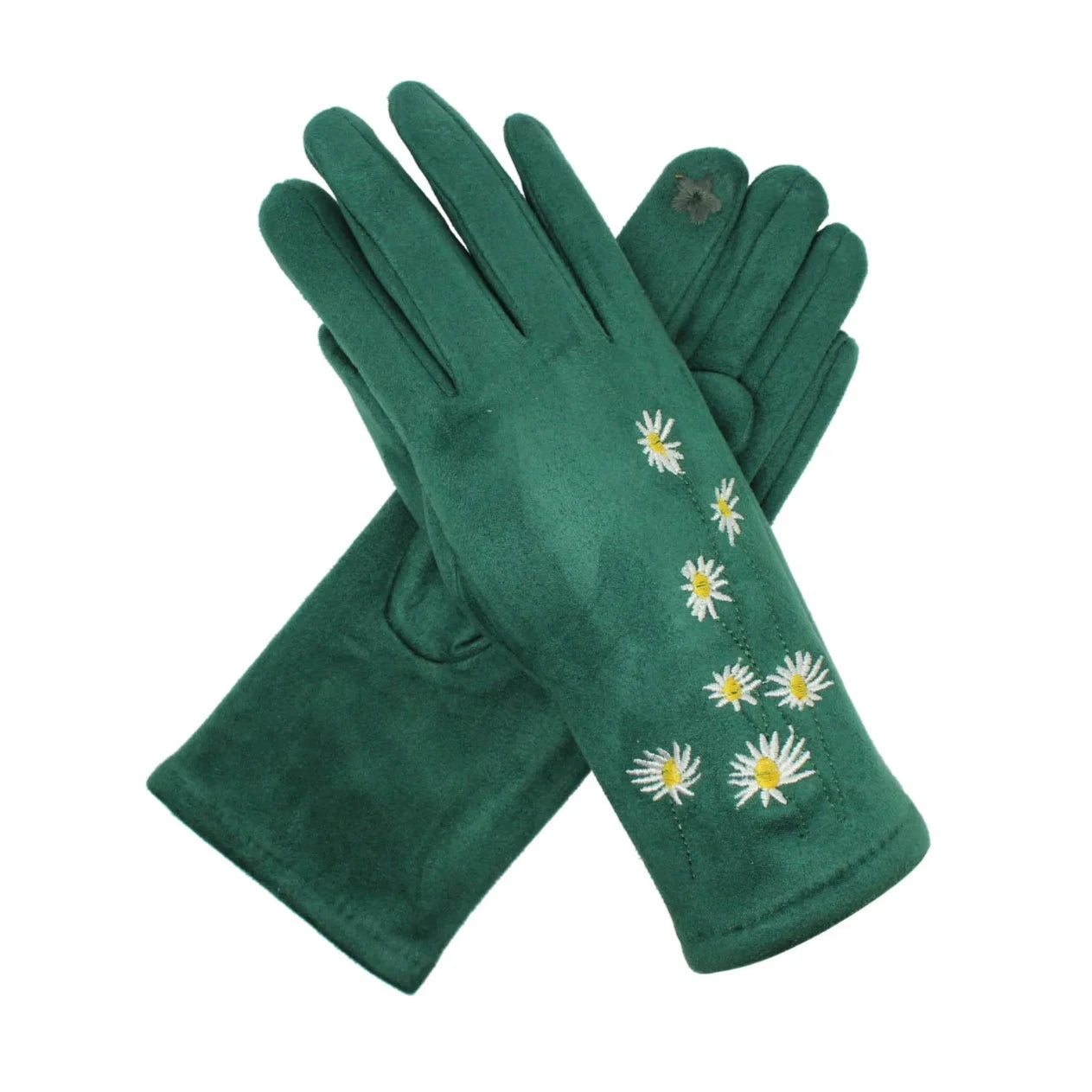 Women Winter Gloves Warm Soft Cosy Thermal Thick Fleece Flower Print Touchscreen Gloves