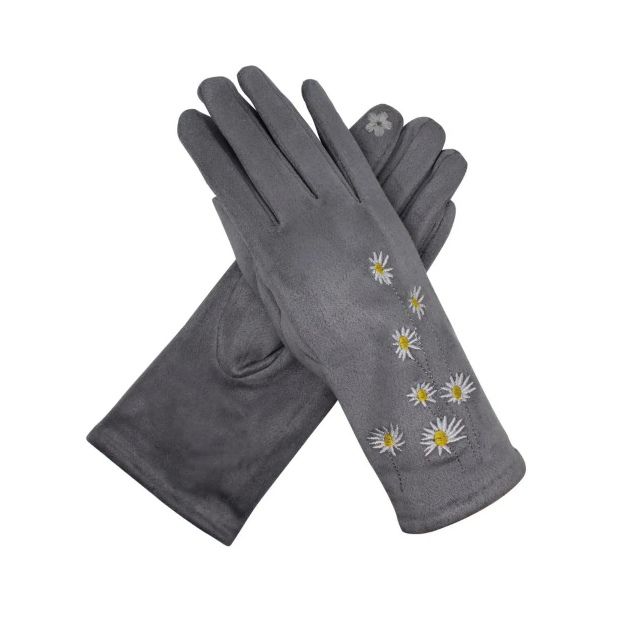 Women Winter Gloves Warm Soft Cosy Thermal Thick Fleece Flower Print Touchscreen Gloves