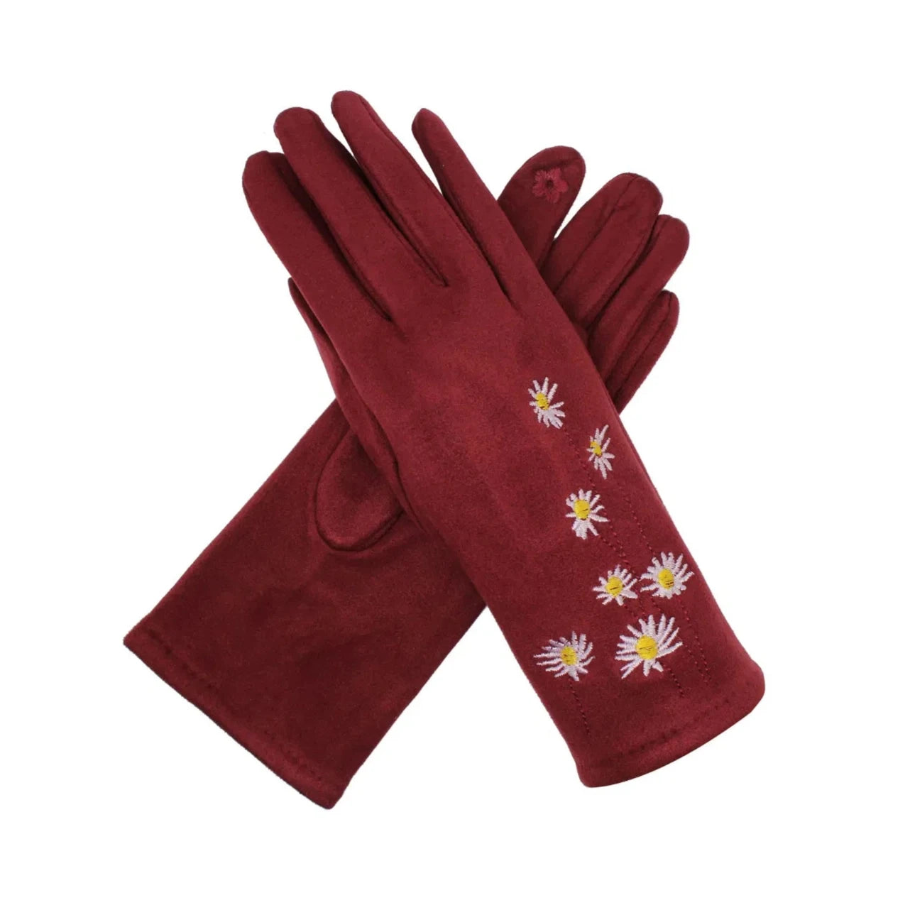 Women Winter Gloves Warm Soft Cosy Thermal Thick Fleece Flower Print Touchscreen Gloves