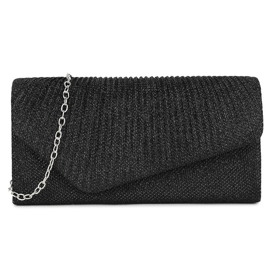 Glitter Pleated Envelope Evening Clutch Bag