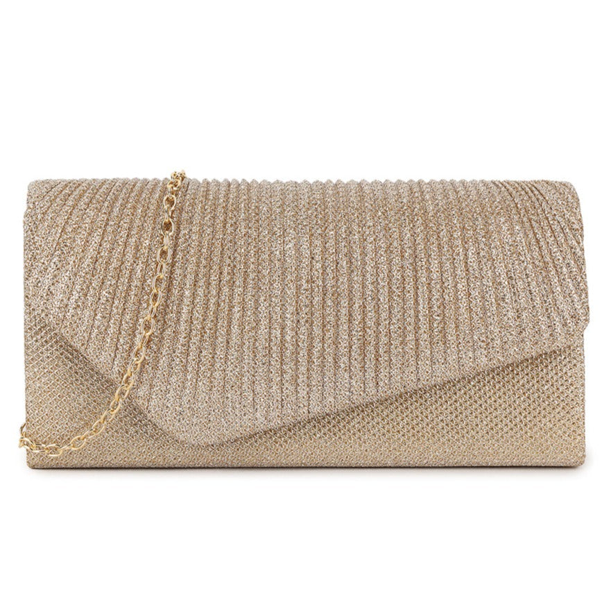 Glitter Pleated Envelope Evening Clutch Bag