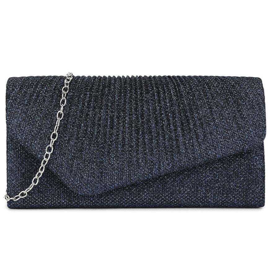 Glitter Pleated Envelope Evening Clutch Bag