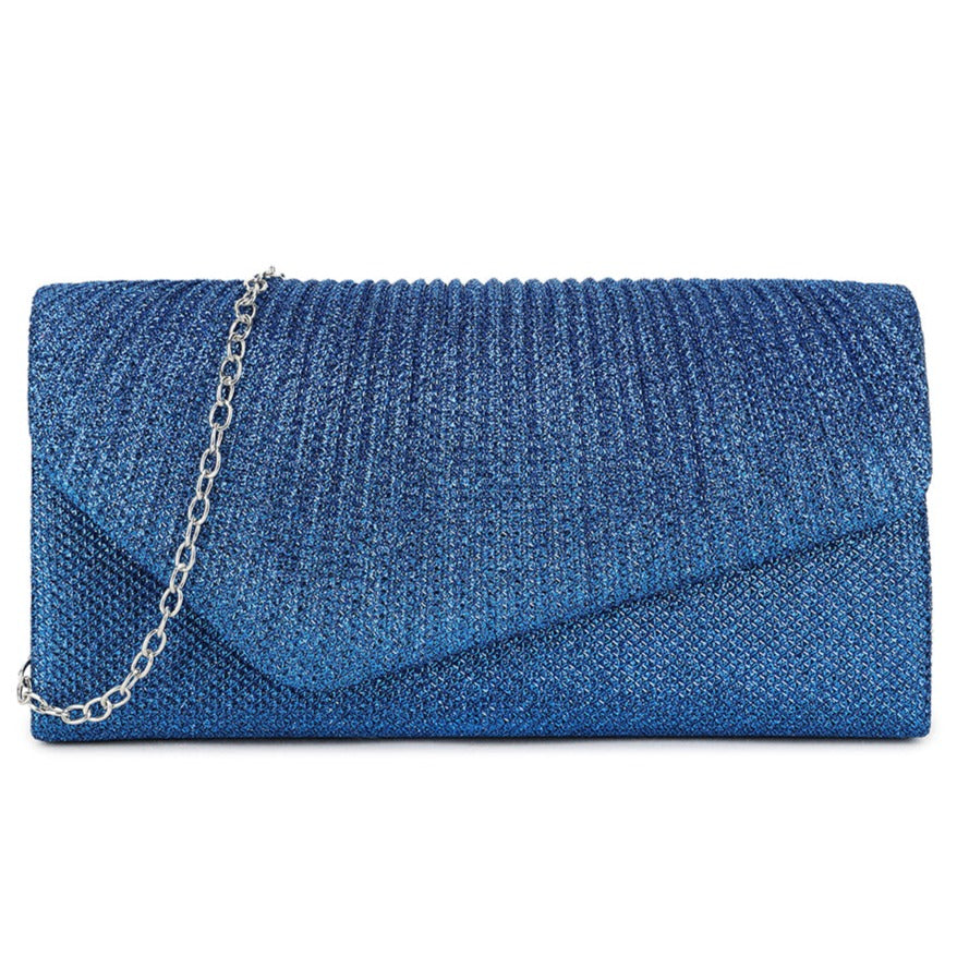 Glitter Pleated Envelope Evening Clutch Bag