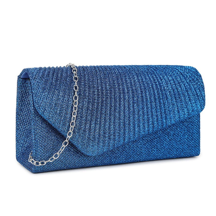 Glitter Pleated Envelope Evening Clutch Bag