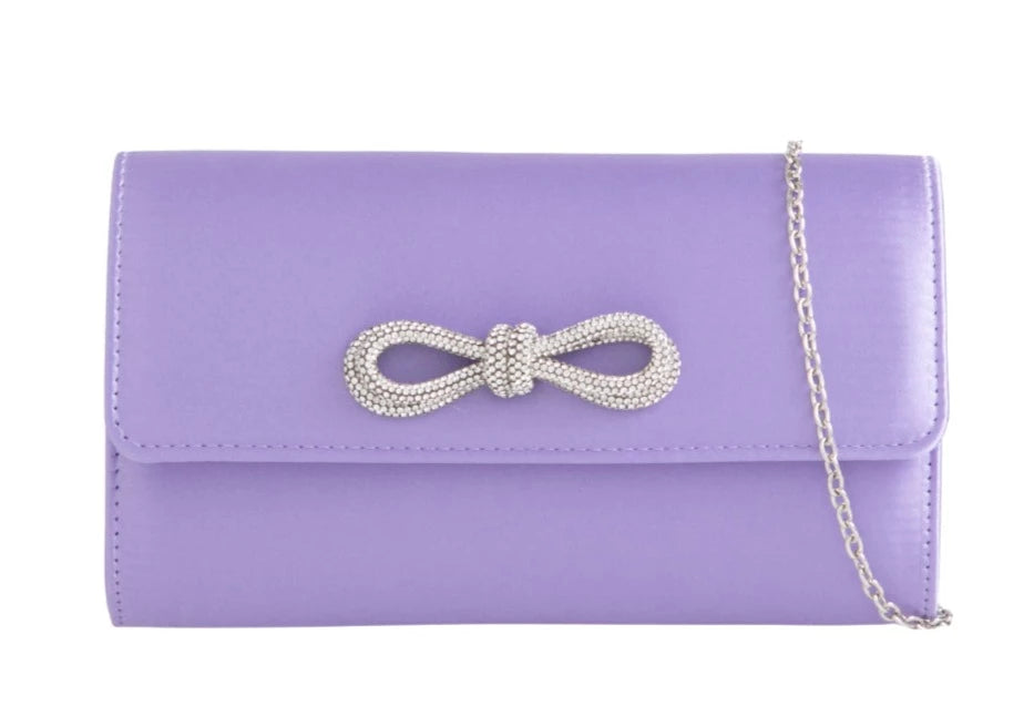 Sparkle Satin Shoulder Bow Evening Clutch Bag
