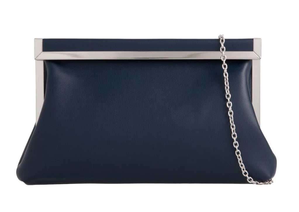 Women's Retro Style Metal Trim Faux Leather Clutch Bag Wedding Prom Evening Party Handbag