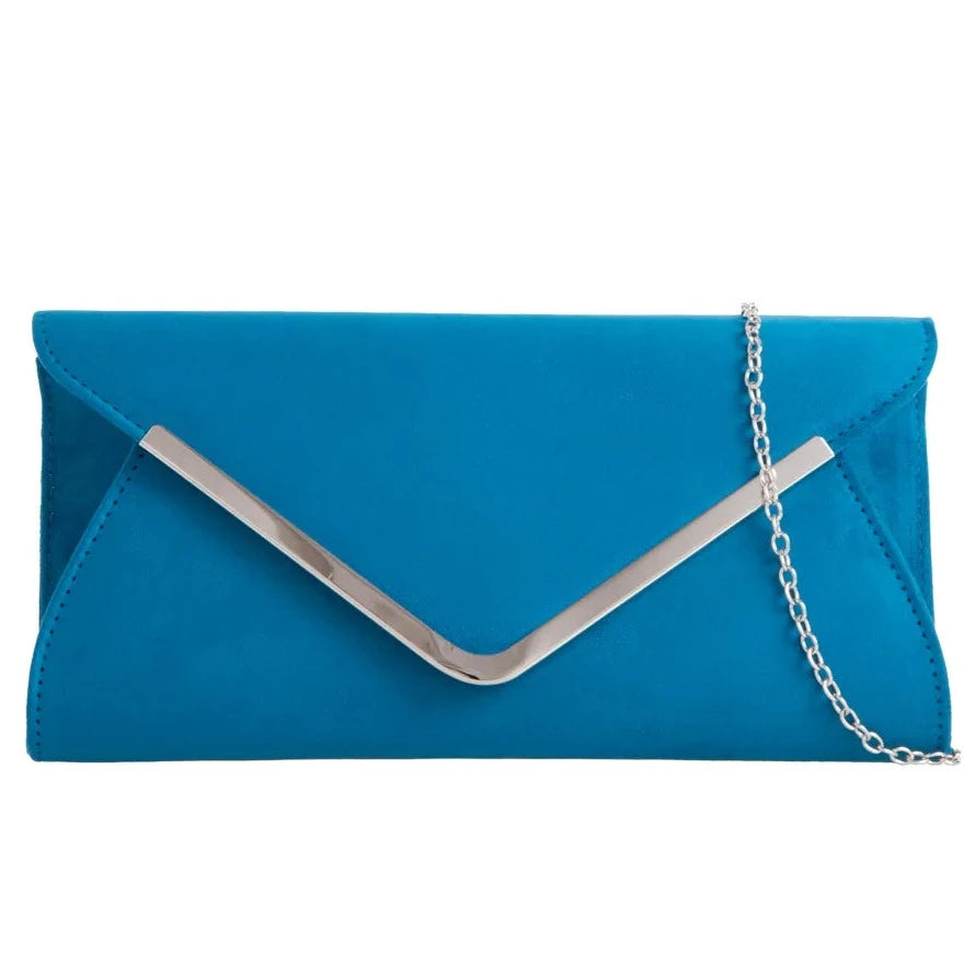 Suede Leather Envelope Clutch Bag Smart Evening Prom Party Handbag For Women