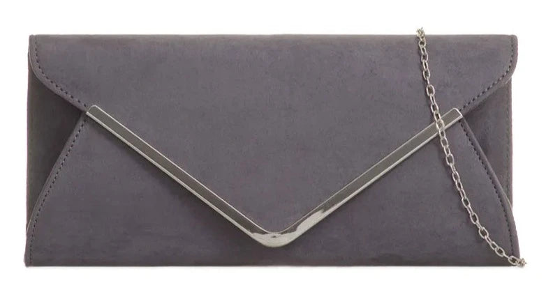 Suede Leather Envelope Clutch Bag Smart Evening Prom Party Handbag For Women