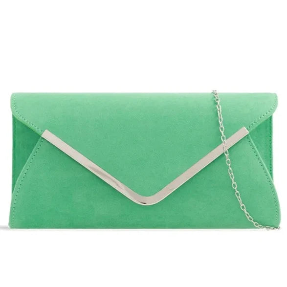 Suede Leather Envelope Clutch Bag Smart Evening Prom Party Handbag For Women