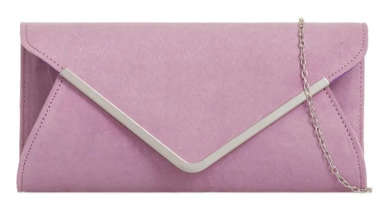 Suede Leather Envelope Clutch Bag Smart Evening Prom Party Handbag For Women