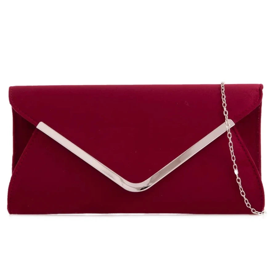 Suede Leather Envelope Clutch Bag Smart Evening Prom Party Handbag For Women