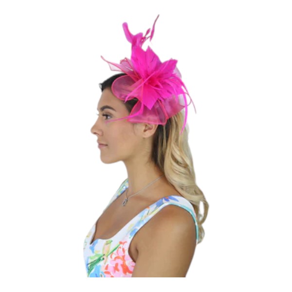Flower Feather Fascinator Headband & Hair Clip Wedding Party Ladies Day Races Royal Ascot
