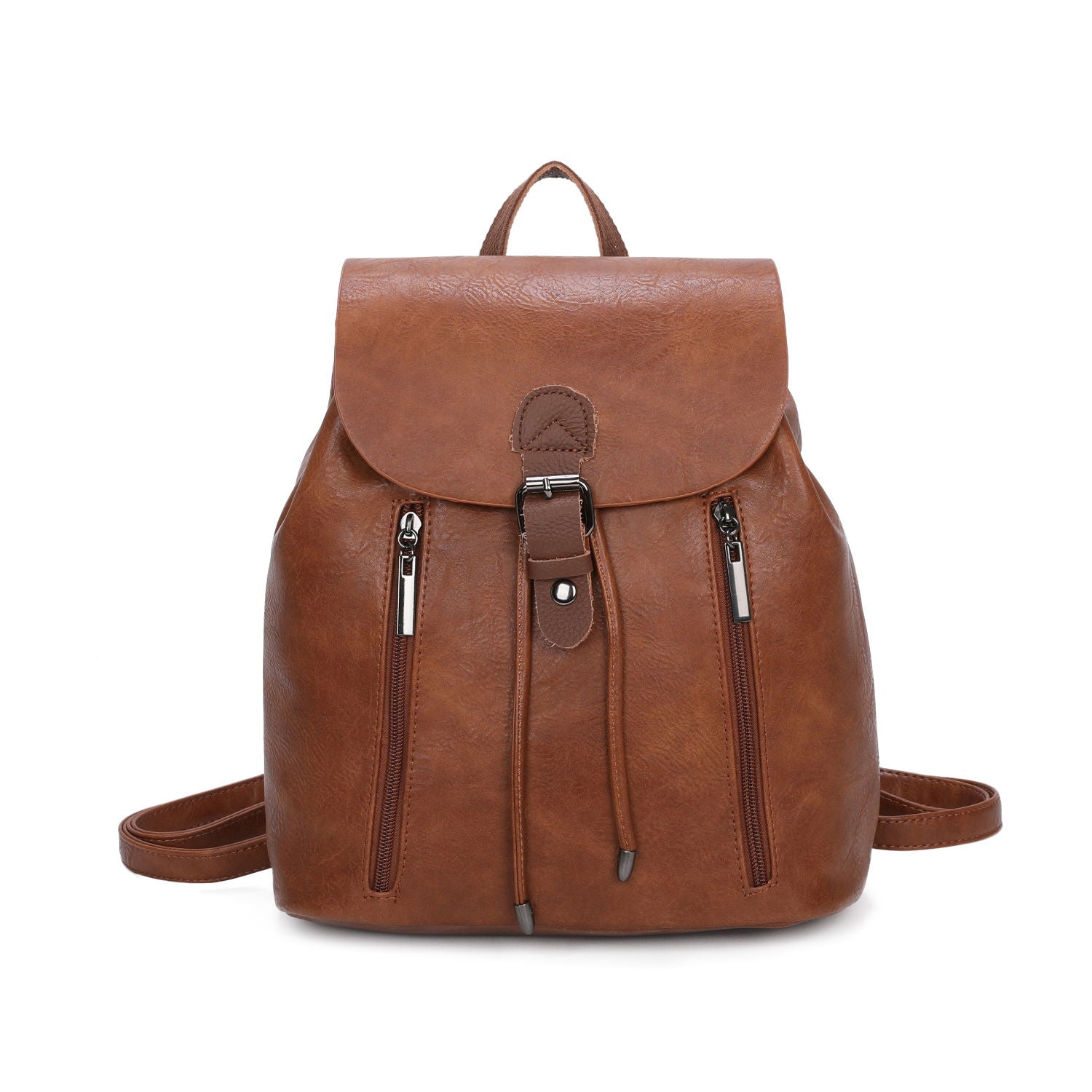 Women's Leather Backpack Rucksack Buckle décor Shoulder Grab Handle Bag