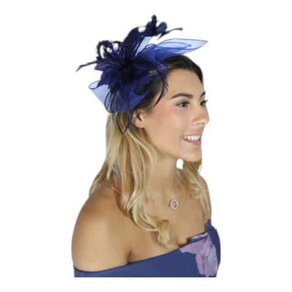 Flower Feather Fascinator Headband & Hair Clip Wedding Party Ladies Day Races Royal Ascot