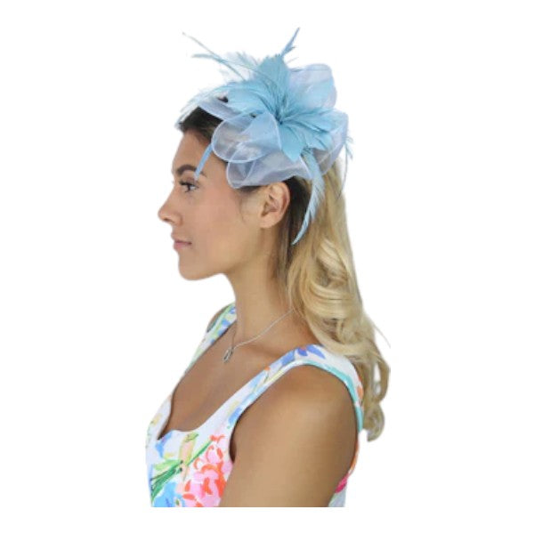 Flower Feather Fascinator Headband & Hair Clip Wedding Party Ladies Day Races Royal Ascot