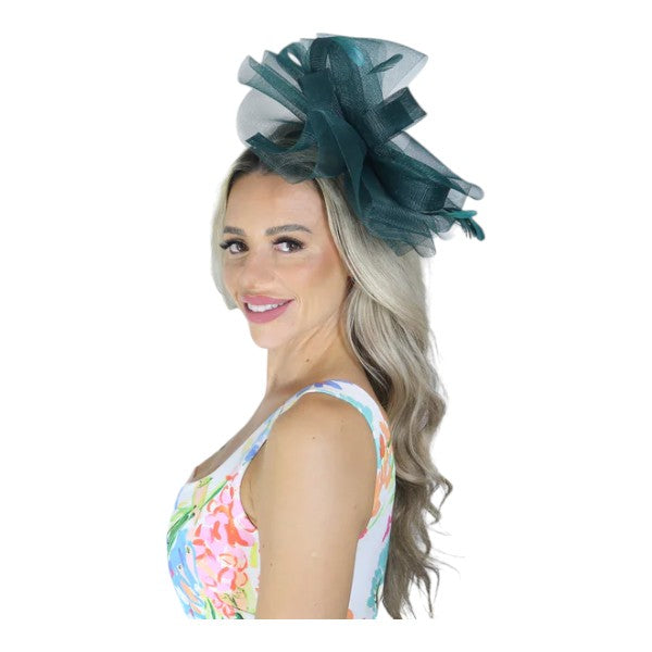 Large Wedding Fascinator Headband & Hair Clip Mesh Net Hat Royal Ascot Races UK