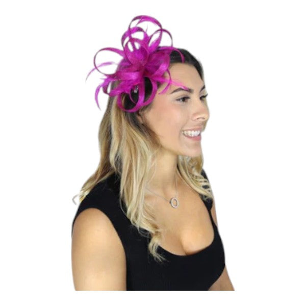 Womens Feather Loops Fascinator Headband & Clip Wedding Ladies Day Prom Royal Ascot Races