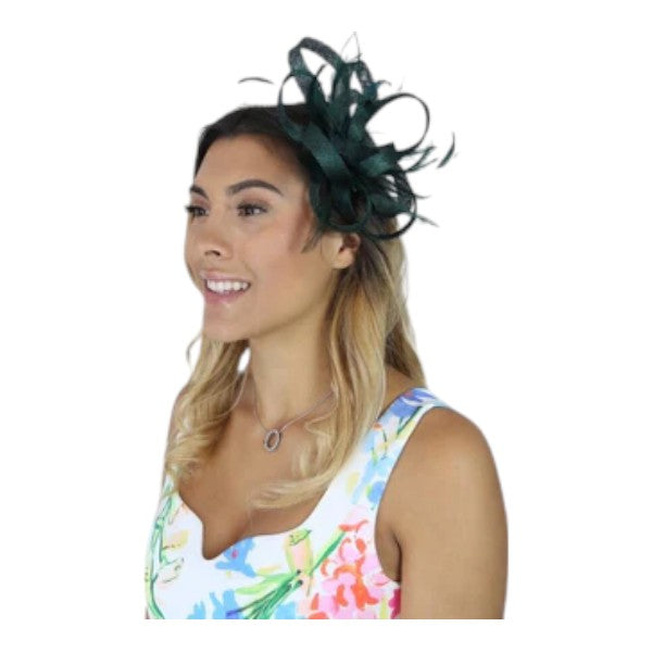Womens Feather Loops Fascinator Headband & Clip Wedding Ladies Day Prom Royal Ascot Races