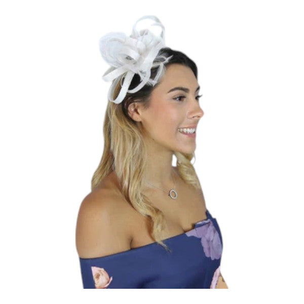Womens Feather Loops Fascinator Headband & Clip Wedding Ladies Day Prom Royal Ascot Races