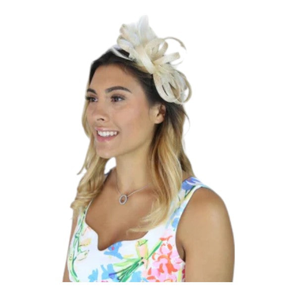 Womens Feather Loops Fascinator Headband & Clip Wedding Ladies Day Prom Royal Ascot Races
