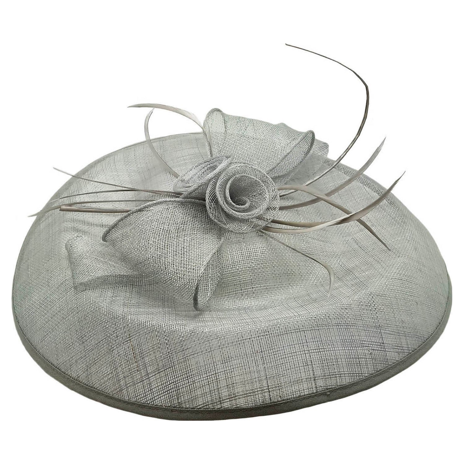Large Sinamay Hatinator with Flowers & Popping Feather Headband Clip Wedding Royal Ascot Race