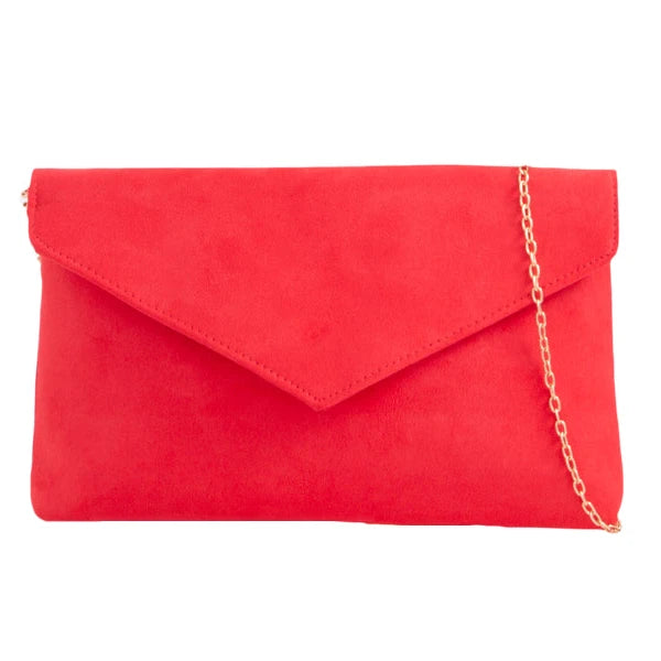 Ladies Plain Suede Evening Envelope Clutch Bag For Women