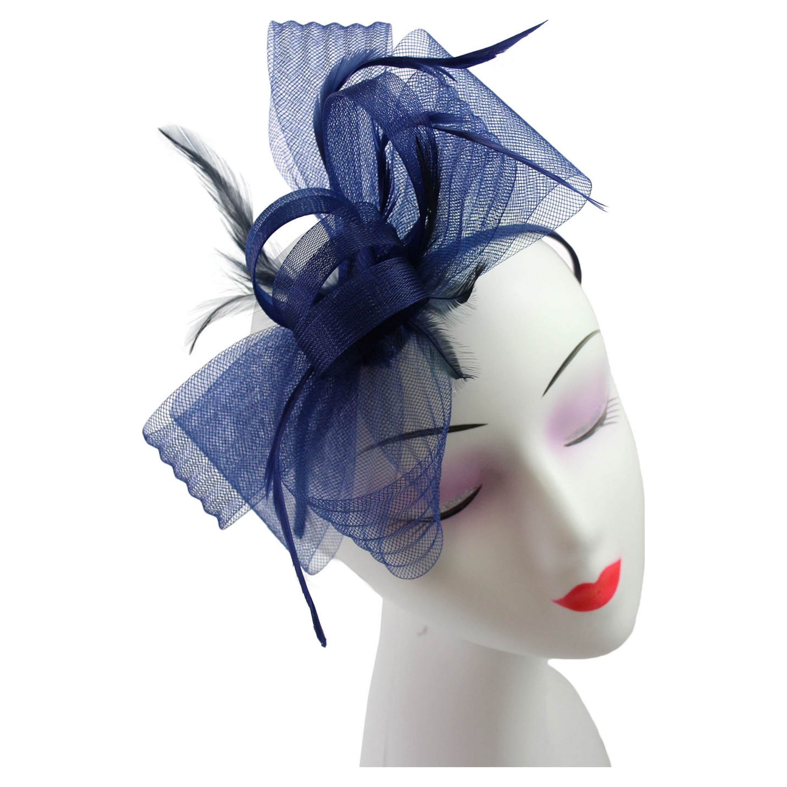 Looped Feathers Mesh Bow Fascinator Headband & Clip for Weddings Royal Ascot Races