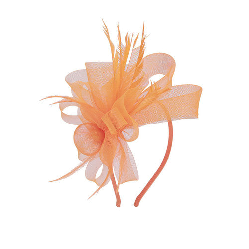 Looped Mesh Flower Feathers Pearl Fascinator Headband Alice band Wedding Ladies Day Royal Ascot Race