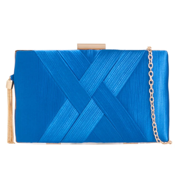 Women's Elegant Tassel Pendant Silk Evening Bag Clutch Purse for Bride Wedding Prom Night Out Party - ROYAL BLUE