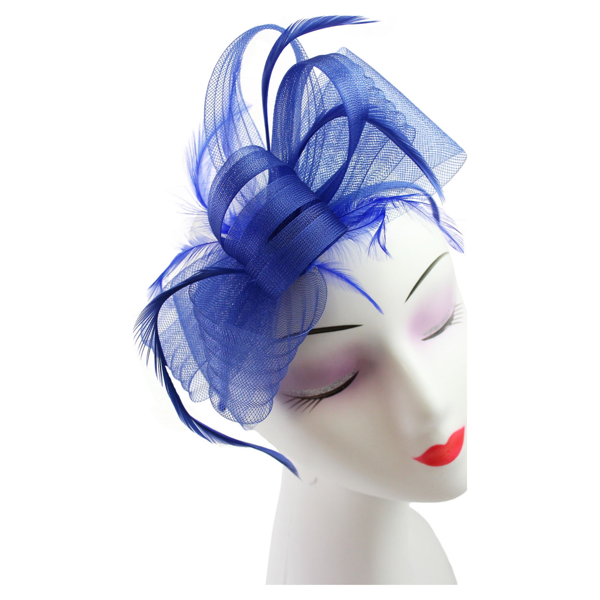 Looped Feathers Mesh Bow Fascinator Headband & Clip for Weddings Royal Ascot Races