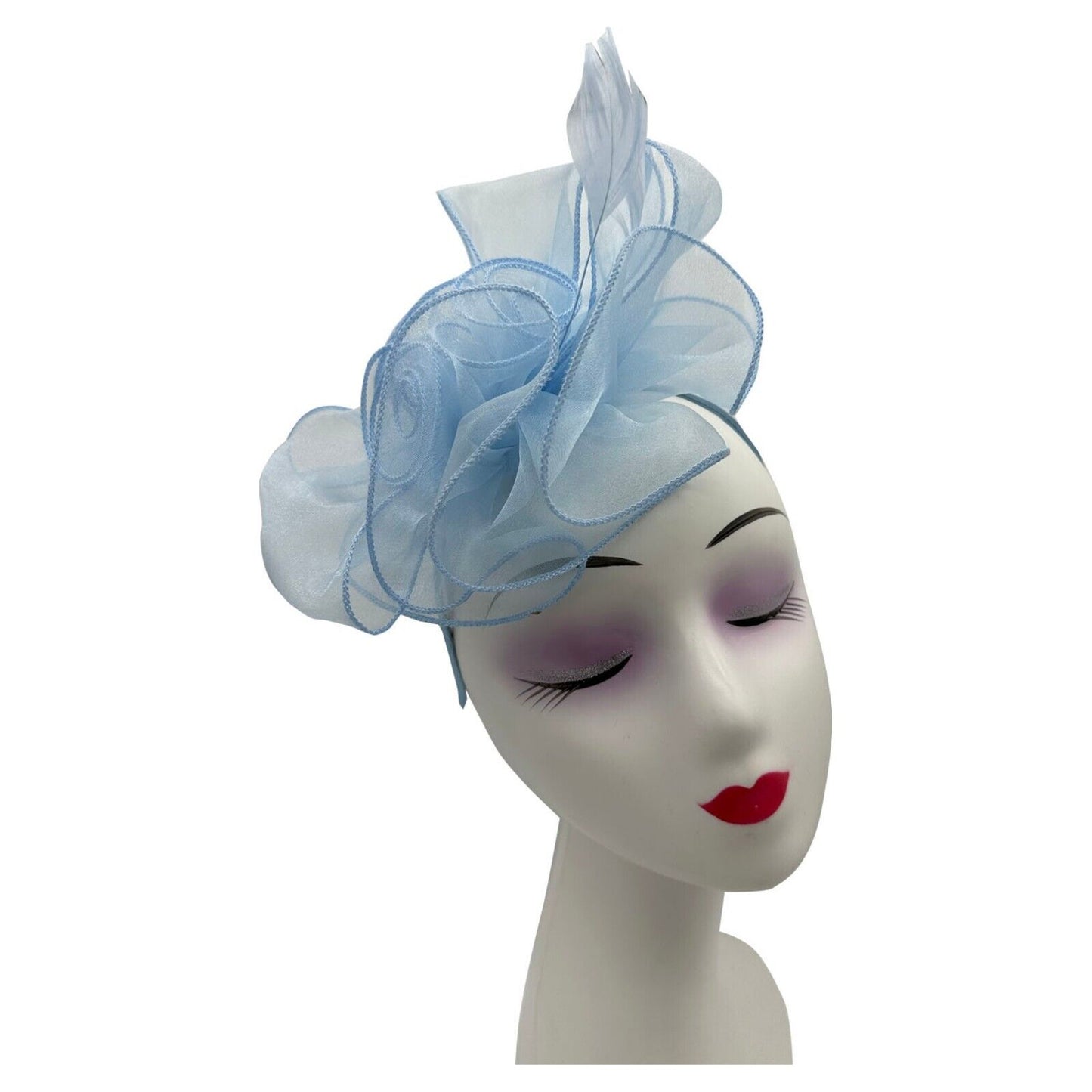 Women's Fascinator Headband Clip Mesh Net Rose Bouquet with Big Bow Flower Feather Wedding Royal Ascot Race