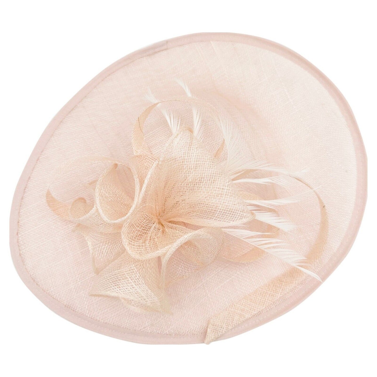 Large Sinamay Hatinator with Flower and Feather Fascinator Headband Clip Wedding Royal Ascot Race