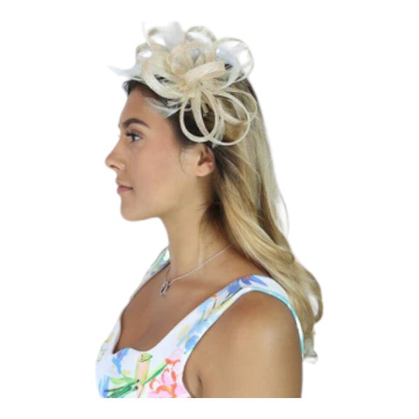 Womens Feather Loops Fascinator Headband & Clip Wedding Ladies Day Prom Royal Ascot Races