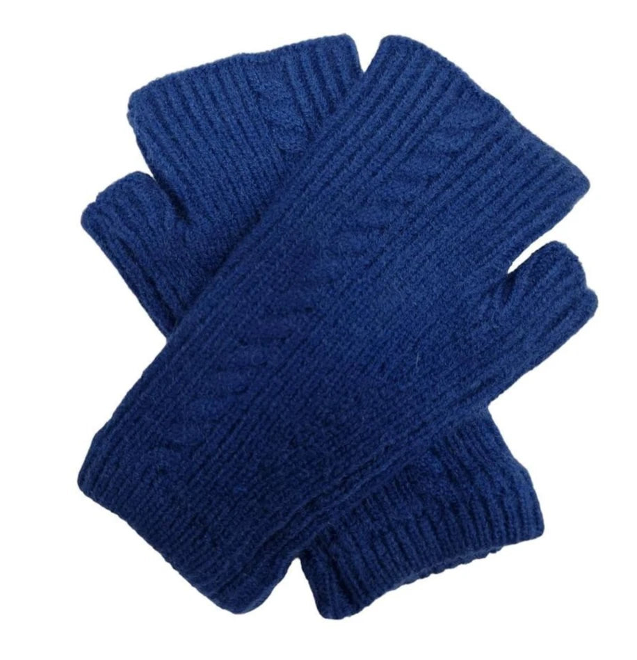 Women's Half Finger/Fingerless Gloves Cashmere Blend Cable Knit Winter Wool Gloves Mittens