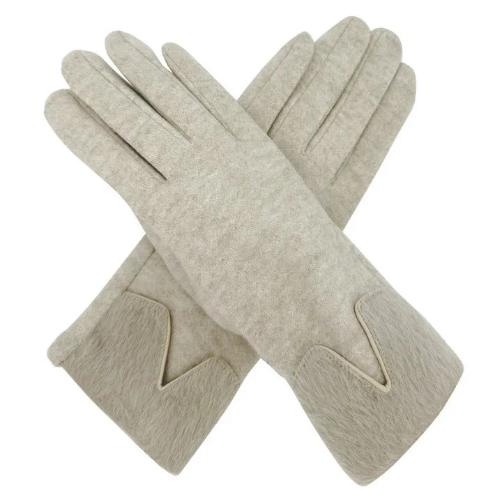 Women Plain Gloves Winter Warm Fleece Lined Ladies Faux Fur Wrist Fashion Gloves