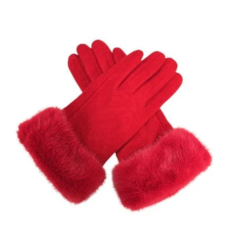 Women's Warm Winter Gloves Ladies Cashmere Blend Soft Faux Fur Cuffs Thermal Lined Touch Screen Gloves