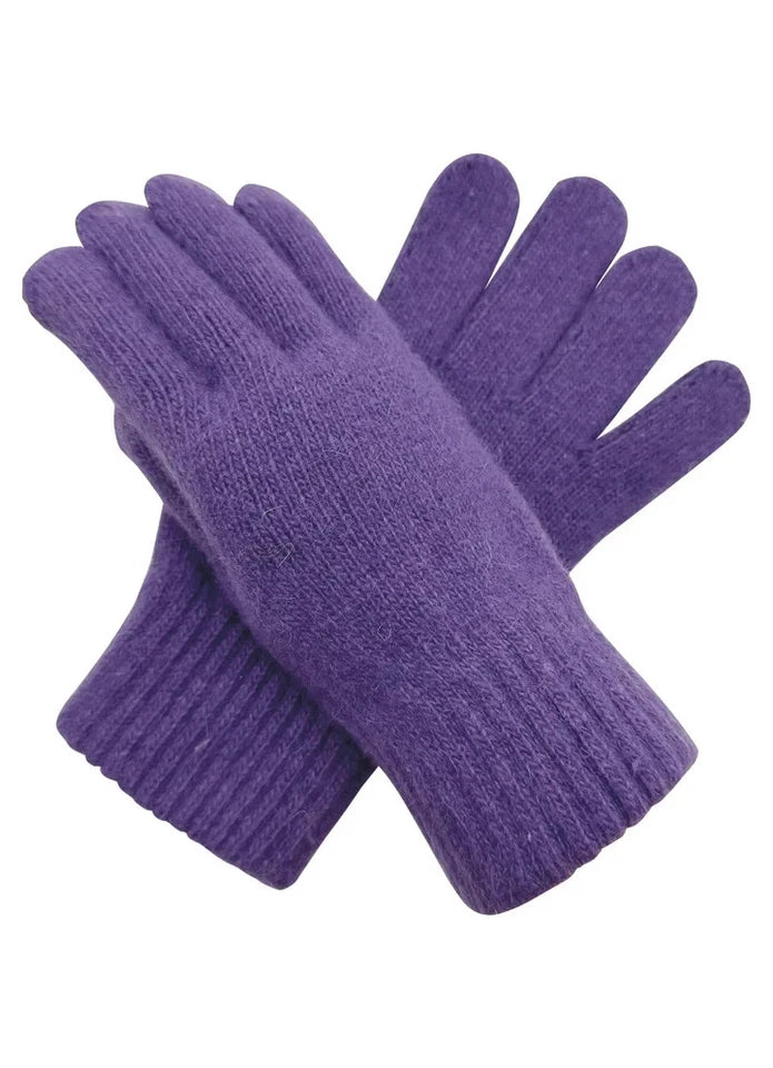 Women  Elegant Soft Plain Winter Gloves Thermal Warm Soft Fleece Lined Ladies Plain Knitted Gloves