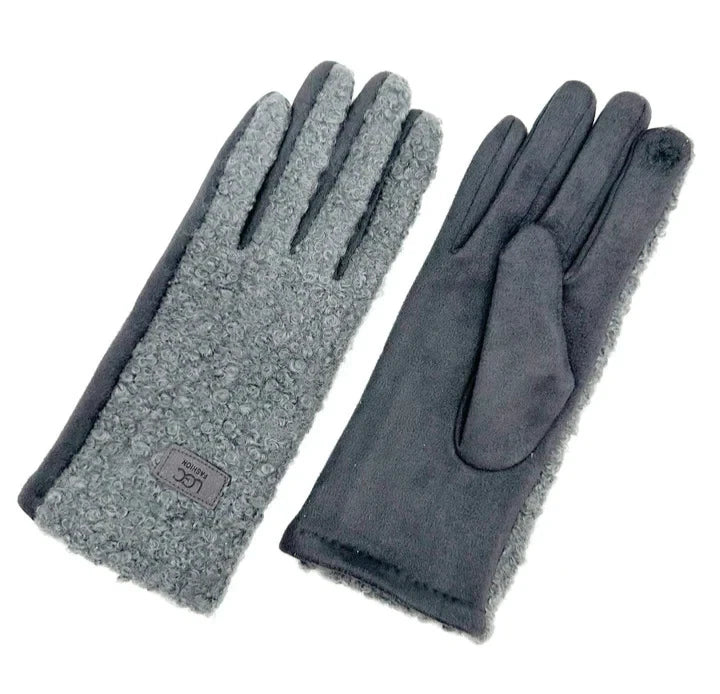 Women's Soft Fashion Gloves Plain Grassy Pattern Warm Winter Gloves Touchscreen