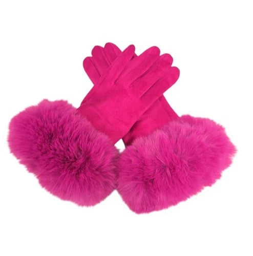 Women Winter Warm Gloves Ladies Suede Soft Faux Fur Fleece Lined Thermal Gloves