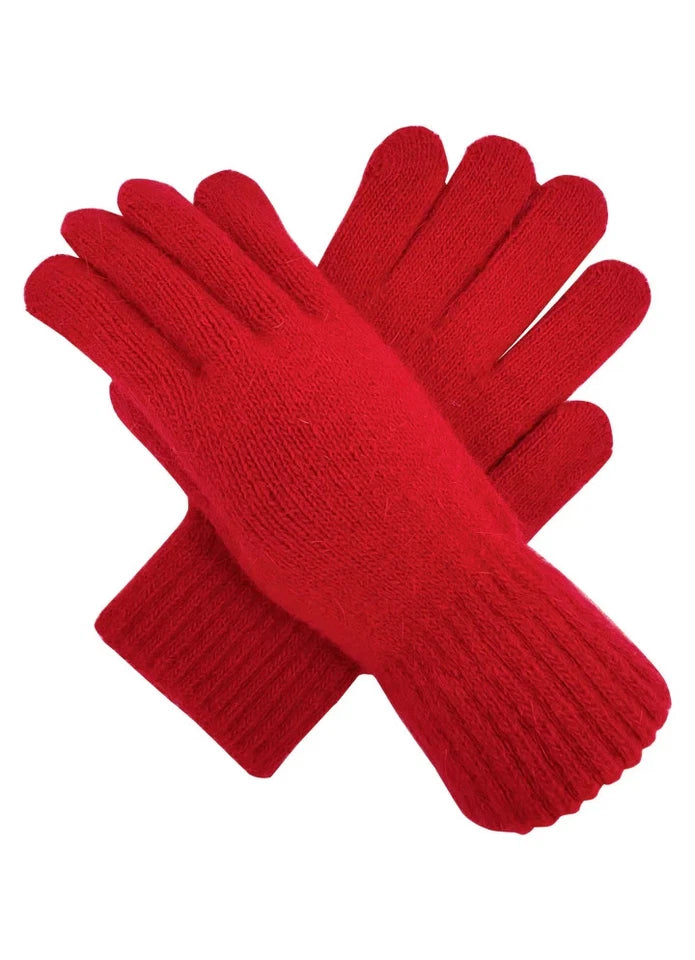 Women  Elegant Soft Plain Winter Gloves Thermal Warm Soft Fleece Lined Ladies Plain Knitted Gloves