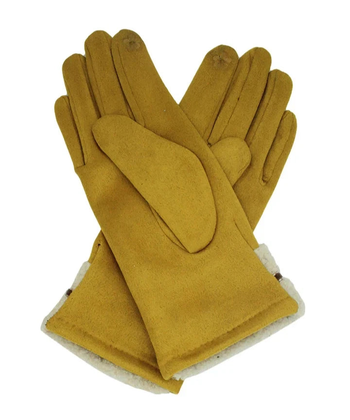 Women's Fleece Lined Cosy Winter Warm Gloves Ladies Faux Fur Cuffs Pom Pom Glove