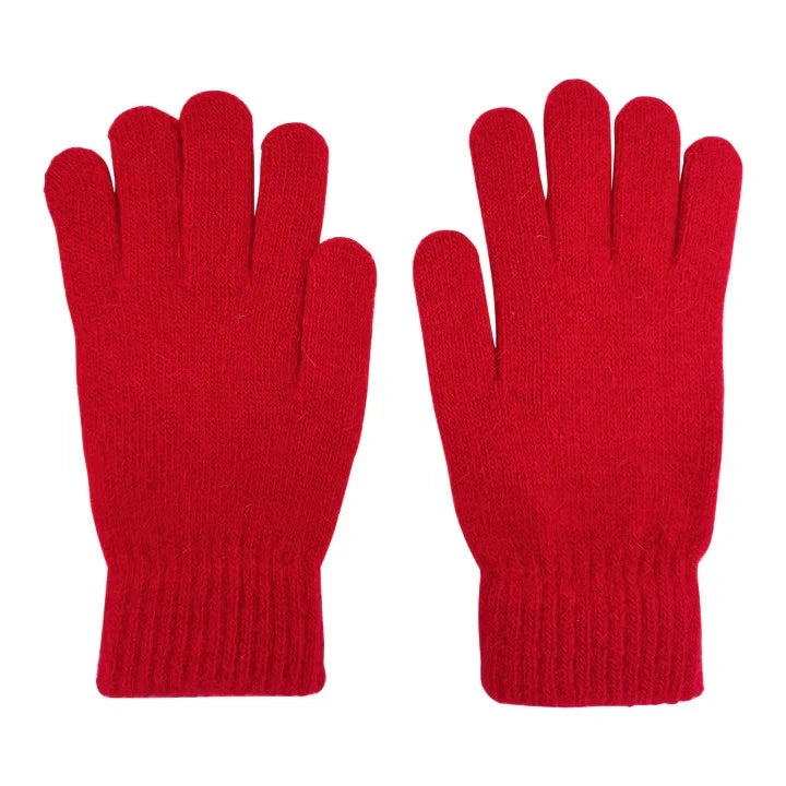 Women  Elegant Soft Plain Winter Gloves Thermal Warm Soft Fleece Lined Ladies Plain Knitted Gloves