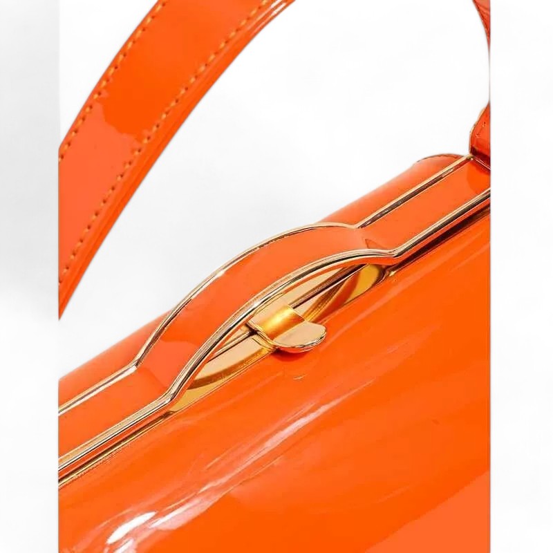 Patent Vintage Box Handbag Clutch Bag Top Handle Evening Bag For Women