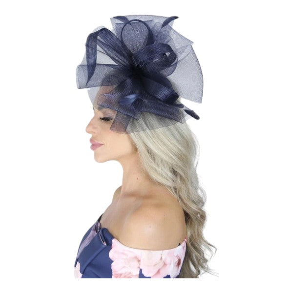 Large Wedding Fascinator Headband & Hair Clip Mesh Net Hat Royal Ascot Races UK