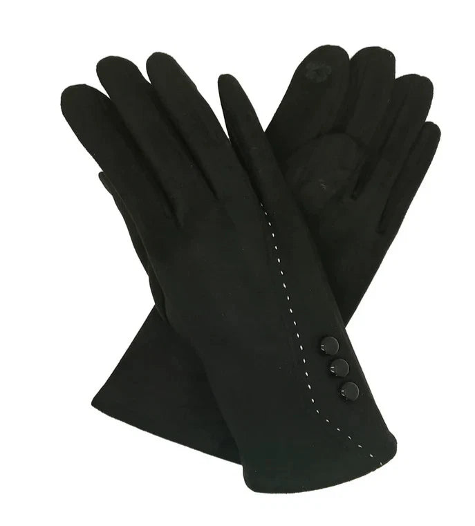 Women Fashion Gloves Winter Warm Soft Cosy Velvet Gloves Buttons Touch Screen