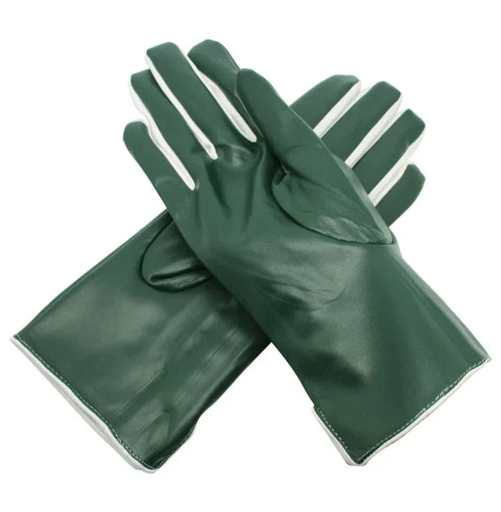 Women Winter Gloves Fleece Comfy Soft Leather Warm Thermal Lined Button Gloves