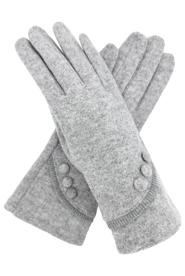 Women Plain Gloves Soft Fleece Lined Cosy Warm Winter Gloves Button Touch Screen