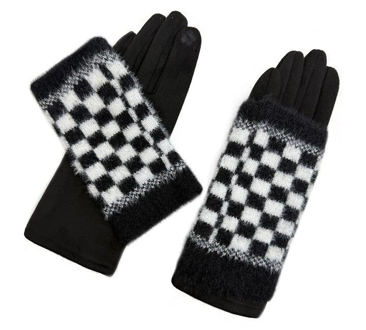 Ladies Fashion Gloves Fleece Cosy Winter Warm Double Layered Knitted Cuff Gloves