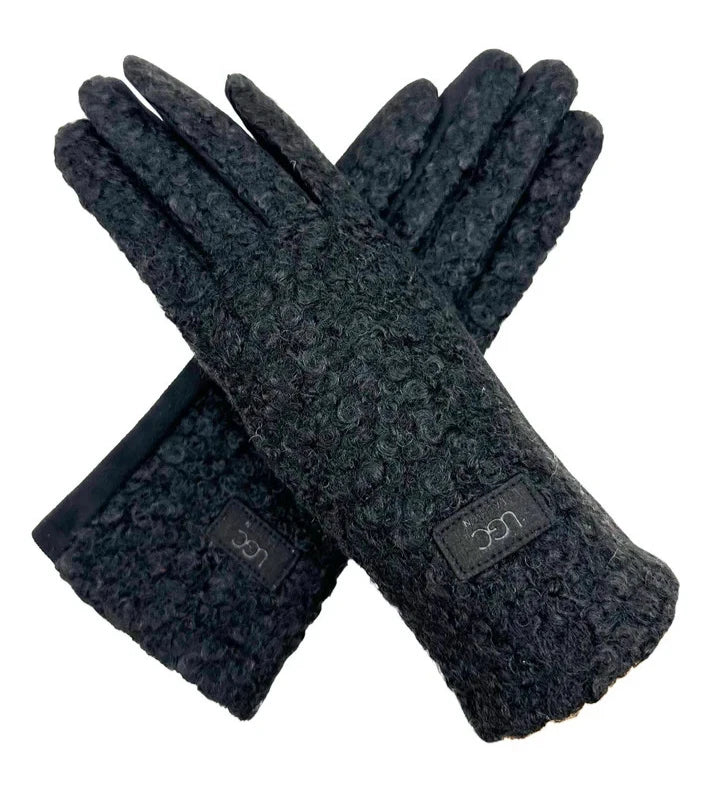 Women's Soft Fashion Gloves Plain Grassy Pattern Warm Winter Gloves Touchscreen